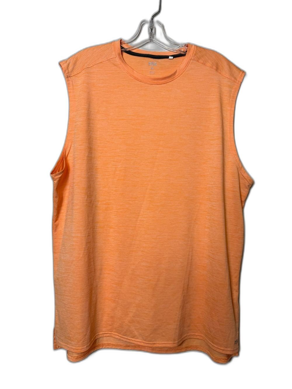 DSG Ladies Orange Sleeveless Muscle Tee Tank Top Striped Gym Workout Running XL